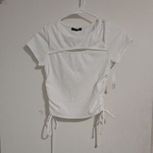 Papermoon Cream Ruched Crop Top